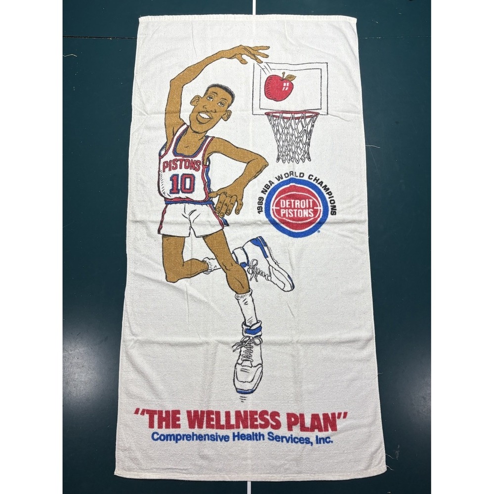 Vintage Detroit Pistons Dennis The Worm Rodman Beach Towel 1989 NBA Champions